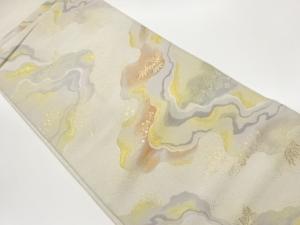 道長取に笹・梅模様織出し袋帯